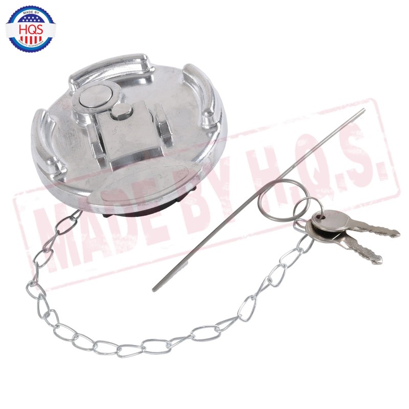 HQS 2x Chrome Lever Style Locking Fuel Cap 4" For