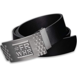 Genuine Leather Belt | "#FRWHR" Signet Stainless Steel Buckle Various Designs | Black Brown | High-Quality Gift Box Top Workmanship | 110 cm Can Be Shortened | Fire Brigade Accessories Fashionable