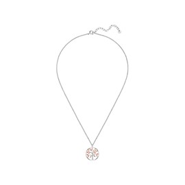 Glanzstücke München Women's Necklace 925 Sterling Silver Rhodium-Plated / Rose Gold-Plated with Lab Grown Diamond 0.005 Carat Tree of Life Silver Necklace, Diamond