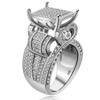 Uloveido Rhodium überzogene Cluster-Statement-Ringe mit Pave-Set Lab Diamond Wide Square