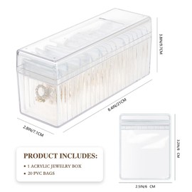 Pieukesy Clear Acrylic Jewelry Box Organizer, Jewelry Holder with Portable Anti-Tarnish Bags for Necklace, Ring