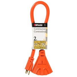Woods 990824 12/3 Outdoor Multi-Outlet Extension Cord; 2-Foot; Orange