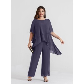 Hanna Nikole Plus Size Elegant Wedding Pant Suits Maternity 2 PC Mother of The Groom Pantsuits Charcoal Gray 6XL