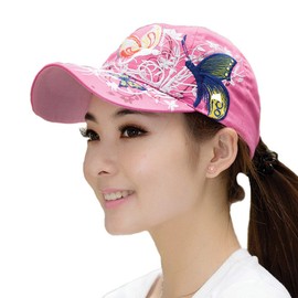 Women Ladies Butterfly Baseball Cap Snapback Hat Sun Hats Trucker Hiking Pink