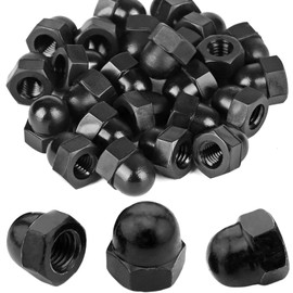 Bikasun Pack of 20 Acorn Nuts M10 Black Stainless Steel Cap Nuts, Cap Nuts, A2 V2A Hexagonal Acorn Nuts, DIN 1587 Threaded Rod Cap Nuts for Screws, Threaded Bolts, Threaded Rods