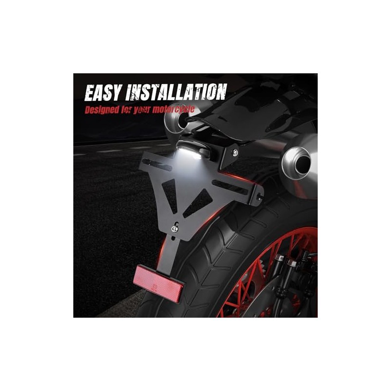 WingFly Motorcycle License Plate Holder, LED Light Motorcycle Number Plate