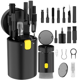 VICHYIE 20 in 1 Multifunctional Cleaner Kit for Electronic Devices, Keyboard Cleaning Brush, Headphones Cleaner Kit for AirPods, Multi-Tool for Cleaning Laptop, Earbuds, Camera, Cellphones (Black)