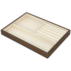 FUPUONE Jewelry Tray Wooden Accessory Tray (3 Compartments with Ring Groove)
