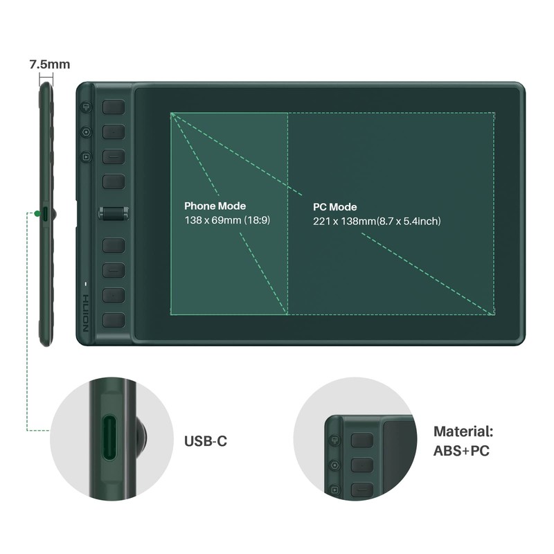 2023 HUION Inspiroy 2 Medium Drawing Tablet with Scroll Wheel