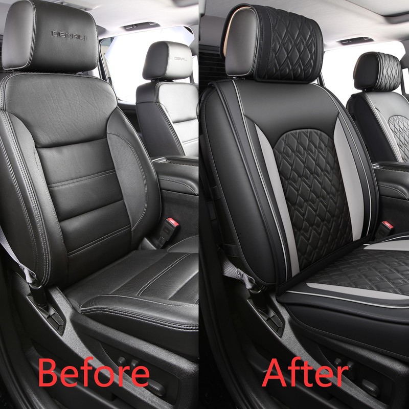 JOJOBAY Chevy Silverado Seat Covers,Leather Seat Covers for GMC Sierra,Custom