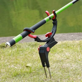 Fishing Rod Holder for 1 & 2 Rods, Small & Compact Universal Fishing Stand Including 2 x Eel Bell and 2 x Glow Sticks Bite Alarm Fishing Rod Holder Floor Rod Holder Fishing Rod Holder