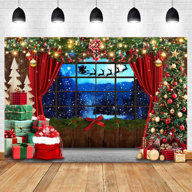 CapiSco Merry Christmas Backdrop for Red Christmas Party Decorations, Red
