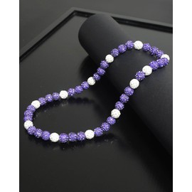 NEXIULT Baseball Ice Necklace, Rhinestone Bling Necklace - Cool Gifts for Men, 16/18/20" - Purple White, 16 inch