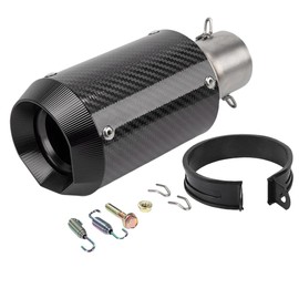 Motorcycle Exhaust, Slip-on Motorcycle Muffler, Carbon Fiber Slip on Exhaust Muffler, Fit for Z900 GSXR750 CBR650 and more, with Complete Accessories, Black