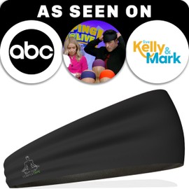 Temple Tape Headbands for Men and Women - Mens Sweatband & Sports Headband Moisture Wicking Workout Sweatbands for Running, Crossfit, Yoga and Bike Helmet Friendly - Black