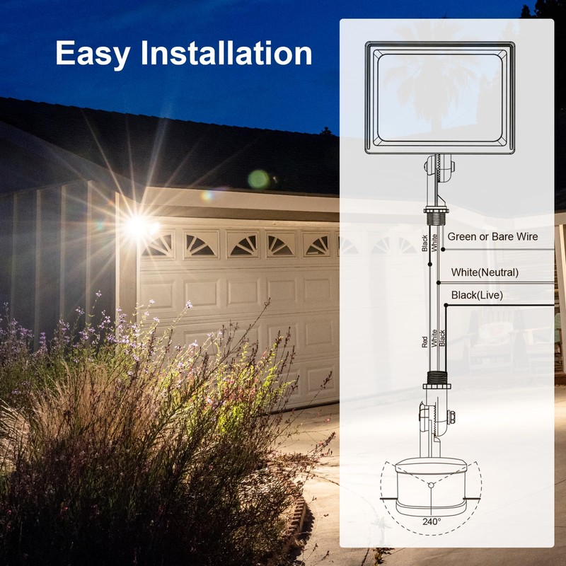 TREEWELL 240-Degree Replacement Motion Sensor, Adjustable LUX(5-300) & Time &