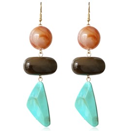 Unique Bohemian Colorful large Resin Bead Dangle Drop Earrings Dainty Chic Irregular Round Geometry Beaded Stud Earring for Women Statement Jewelry Gifts (Colorful 1)