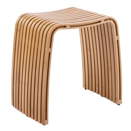 Bamboo Shower Bench, Non-Slip Shower Stool & 450 lbs, Waterproof Bathroom Stool Spa Bath Seat, Natural Bamboo Stool, Suitable for Multiple Settings: Bathroom, Bedroom, Dining Room and Living Room
