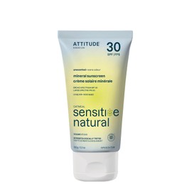ATTITUDE 100% Mineral, Non-Nano Zinc Oxide Sunscreen - SPF 30 | EWG VERIFIED Sunscreen, Fragrance-Free, Vegan, Hypoallergenic and Dermatologically Tested | For Sensitive Skin (5.2 oz)