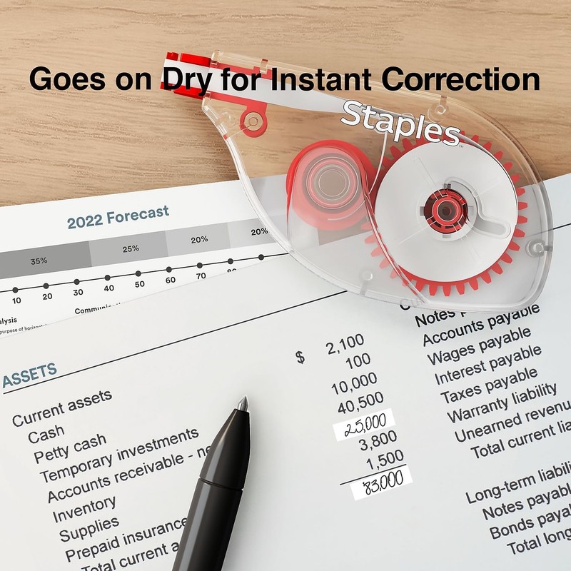 Staples Correction Tape, White, 2/Pack (ST59818)