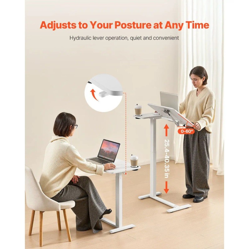 White Portable Overbed Table With Hidden Wheels Flip Desktop Height