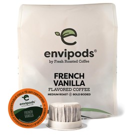 French Vanilla Flavored Compostable envipods, Medium Roast, Kosher, 12 Count, for Keurig K Cup Brewers | Not for use in Ninja or Hamilton Beach Brewers