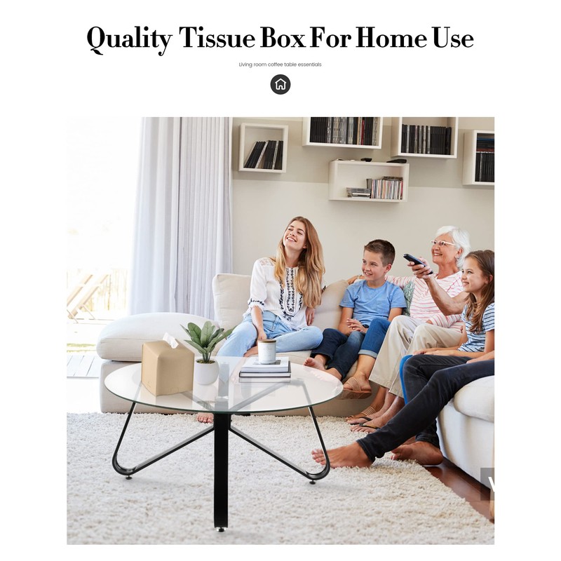 Tissue Box Cover, Jeethemy Square PU Leather Tissue Box Holder,