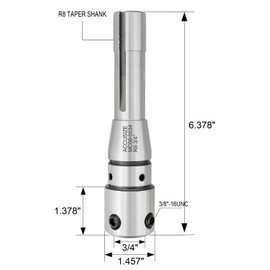 Accusize Industrial Tools R8 to 3/4'' Weldon Shank Arbor Adapter, Compatible with Annular Cutters for Bridgeport Milling Machines, Durable Construction, MC08-0034