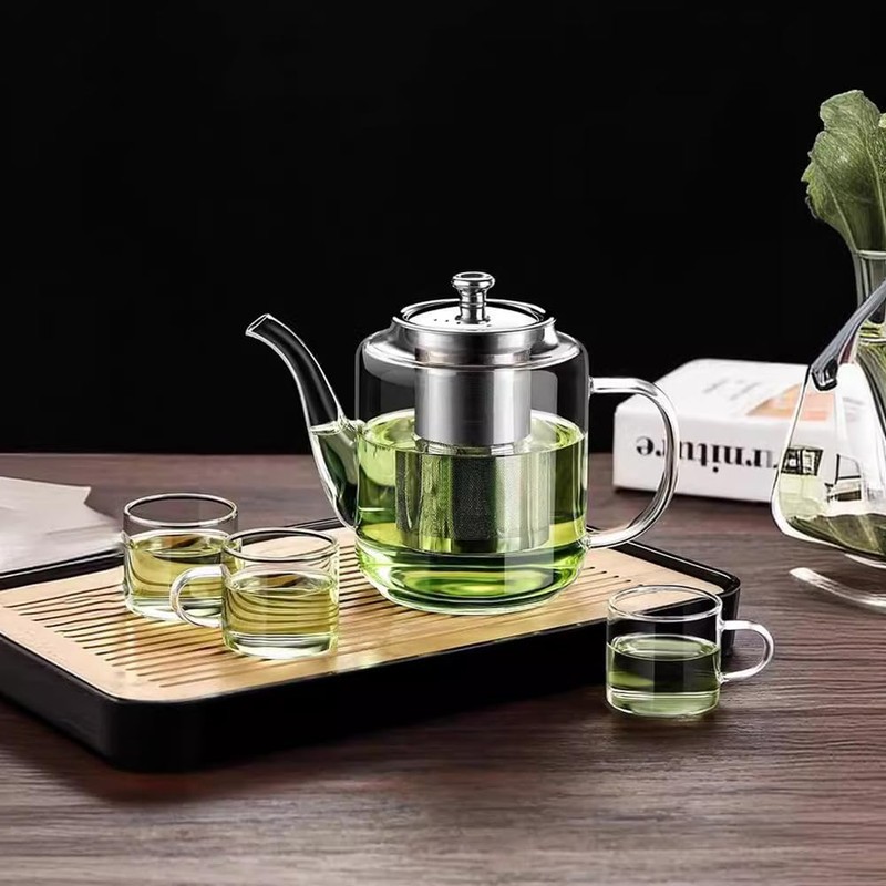 croselyu 650/800/1100ml Glass Tea Pot with Strainer for Loose Tea,