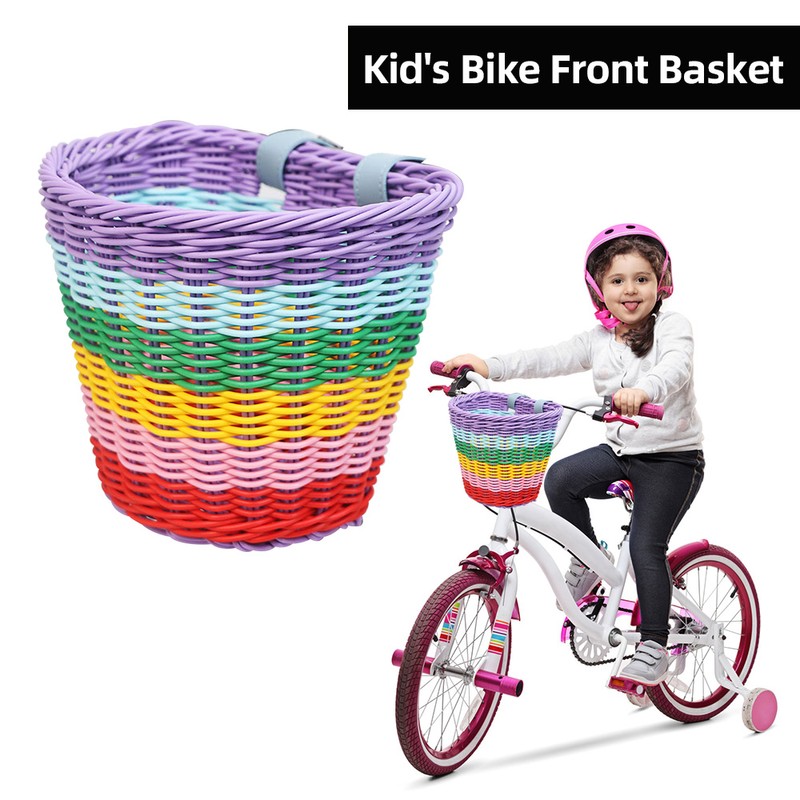 Children Bike Front Basket Bicycle Hanging Basket Bicycle PP Rattan