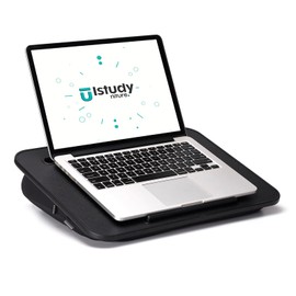 Lap Desk with Washable Cushion – Fits up to 15.6-in Laptops – Portable Laptop Desk & Stand –Bed desks & Tray for Writing, Reading, Working, Gaming on Bed, Couch, Floor – Istudyniture -Smal, Black