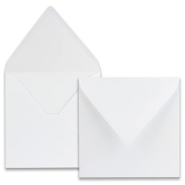 "NEUSER PAPIER" 100 square envelopes Color: White Format: 16.5 x 16.5 cm Grammage: 120 grams per m² Wet glue with pointed flap