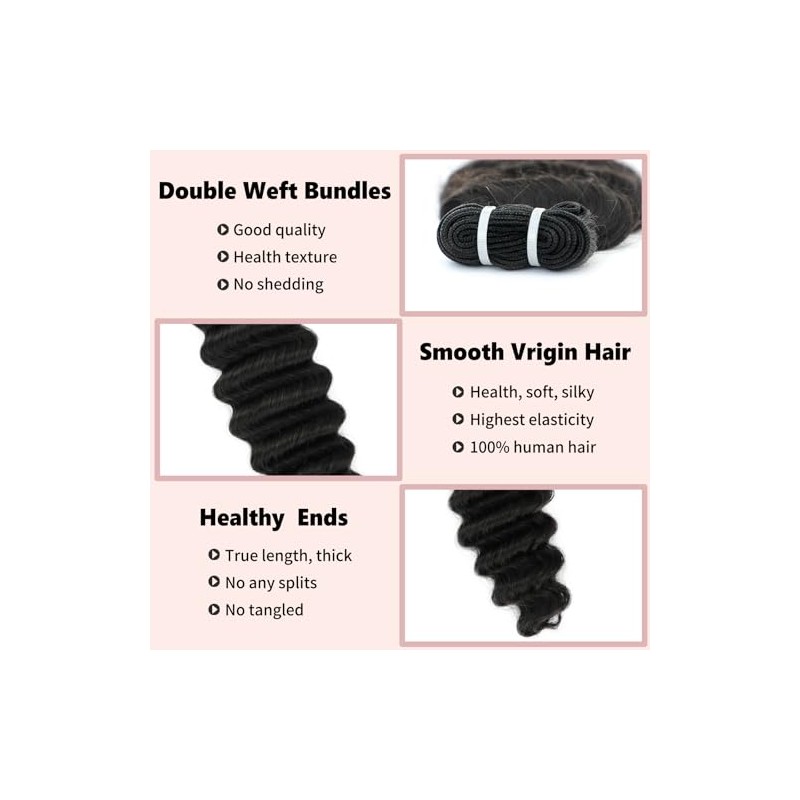 Mechones de cabello humano virgen brasileño 100% sin procesar, 16
