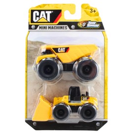 Toptoys2u Bargain Bundles Road Rippers CAT Mini Machines Collectible Miniature Construction Vehicle Toys - 2x Twin Packs - Dump Truck, Bulldozer, & 2x Wheel Loaders
