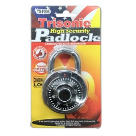 Trisonic High Security Rotary Combination Padlock | Dial Number Code Lock | Secure Safe for Luggage, Bike, Locker and More | 1 Pack, Black | TS-F006