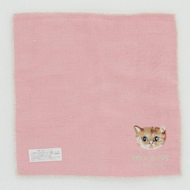 Paul & Joe ACCESSOIRES 107082-0503-01 Ladies' Mini Gauze Handkerchief (Pink) Cat [100% Cotton] Women's Handkerchief 7.9 inches (20 cm), Pink