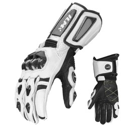 ILM Air Flow Leather Motorcycle Gloves for Men and Women Model-GRC01L (XXL, White-Long)
