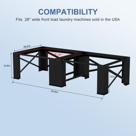 CHARMMA 2-Pack 28" Washer Dryer Laundry Pedestals -Pedestal for Washer and Dryer Stand, Steel Stand Raiser Set for 4.8-5.3 cu. ft. Washing Machine Machines Black