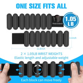 AYSOW Adjustable Wrist & Ankle Weights for Men Women, Set of 2 (1lb Each), Wearable Bangles Silicone Bracelet, Workout Resistance Weights for Yoga, Pilates, Dance, Aerobics and Walking, Black