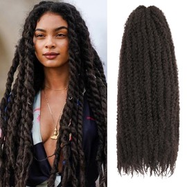 Mscat 8 Packs Marley Twist Braiding Hair 24 Inches Marley Twist Hair Dark Brown Twist Hair Marley Afro Kinky Curly Twist Faux Locs Crochet Hair Synthetic Marley Hair Extensions(24 Inch 8packs, 4#)