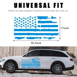 KVAEY Distressed American Flag Sticker, 16.9" × 30.7" Old Glory Grunge Patriotic USA US Flag Decal for Car Tailgate Door Window Bumper, Auto Decoration Sticker for Cars, SUV, Truck (Blue)