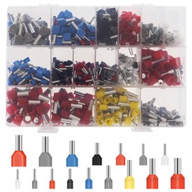 Pack of 1200 Electric Ferrules Crimp Kit Terminal Kit for Double Ignition Bootlace Crimp Electrical Clamp Connection Wire Double Input