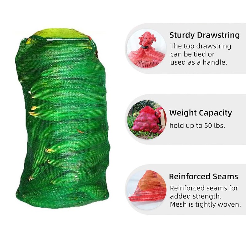 Fulanfudi 10pcs Extra Large Mesh Storage Produce Bags Reusable Vegetable