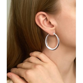 MBW Silver Hoop Earrings for Women, Dainty Sterling Silver Earrings Hypoallergenic Bohemian Oval Earrings Thick Chunky Hoops Earring Waterproof Fashion Jewelry Gifts for Women