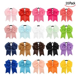 iwobi 20 pieces black elastic hair bands with assorted colours bow ponytail holder headband for girls