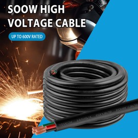YDDECW 50ft 14/4 14 AWG Portable Power Cable (4 Conductor) - SOOW 600V 14 Gauge Electric Wire for Motor Leads, Portable Lights, Battery Chargers and Machinery - 4 Conductor - 50 Feet Electrical Cord