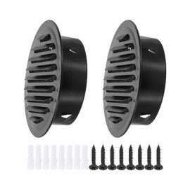 PATIKIL 6" Round Air Vent Cover, 2pcs Stainless Steel Louvered Wall Inlet Outlet Grill Screen Mesh Ducting Soffit Vent with Screws for Ventilation, Black