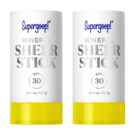Supergoop! Mineral Sheer Stick SPF 30 Sunscreen - 100% Mineral, Broad Spectrum Sunscreen for Face & Body - Helps Filter Blue Light - Natural Finish - For All Skin Types - 0.7 fl oz, Pack of 2