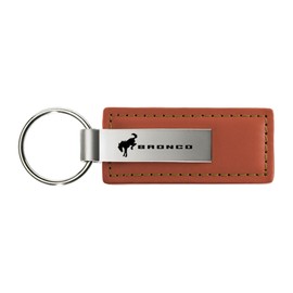 Au-TOMOTIVE GOLD Rectangular Leather Key chain for Ford Bronco 2020 (Brown)