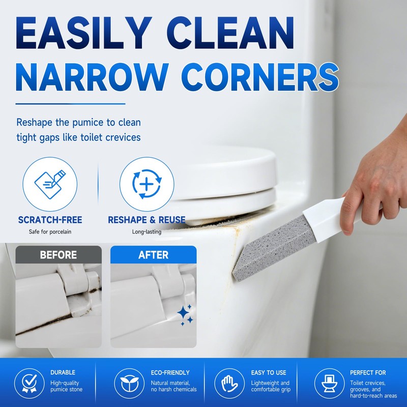 8 Pack Pumice Stone Toilet Bowl Cleaner with 2 Replaceable